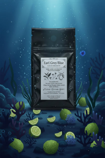 Doypack earl grey blue étiquette sous la mer