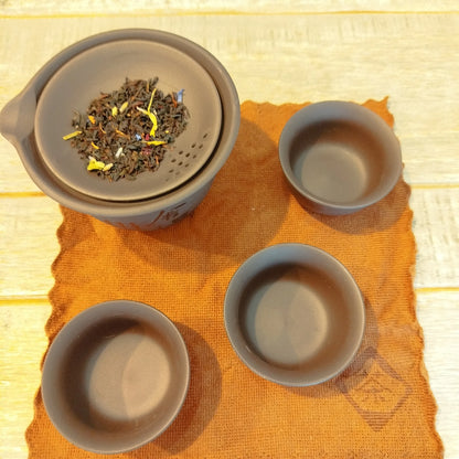 Gaiwan artisanal de voyage marron en argile – 3 personnes
