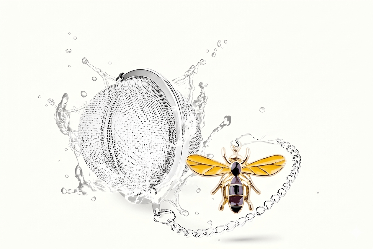 infuseur de thé avec abeille doré