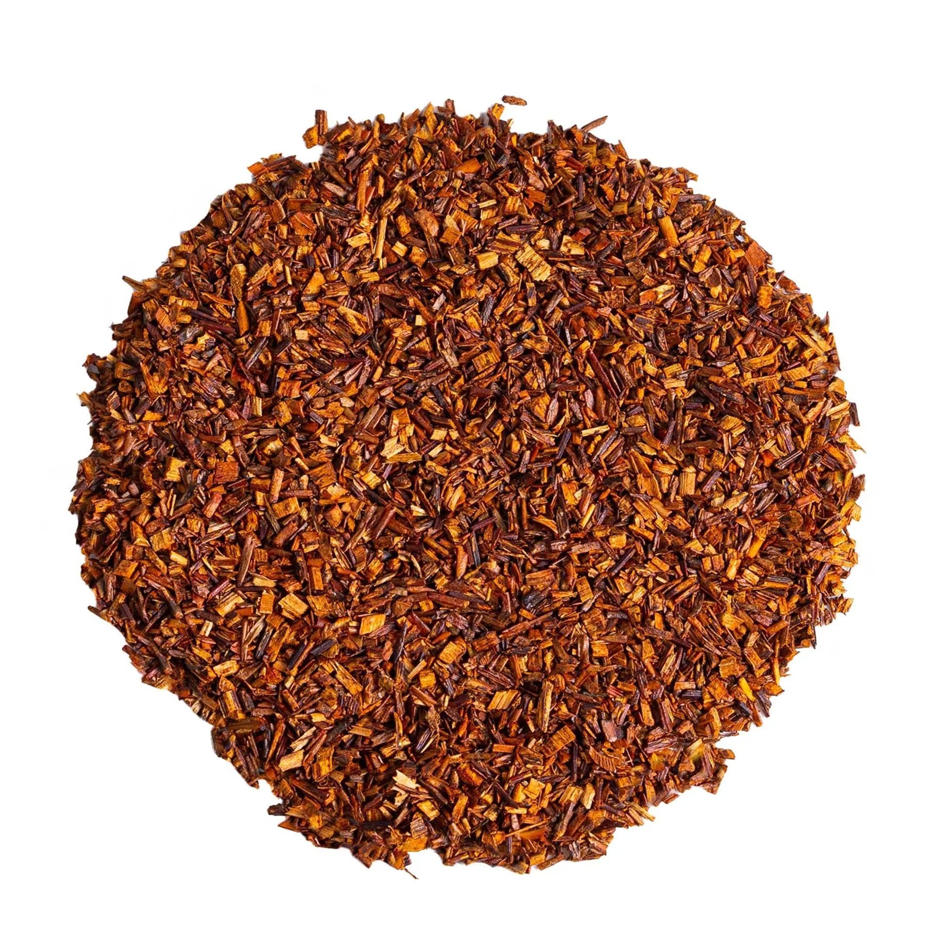 Rooibos nature Le Cap Rouge en vrac, feuilles rouges sur fond clair