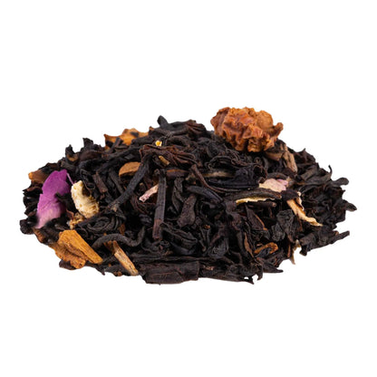 Thé noir parfumé Veillée au Large en vrac avec pétales et zestes d'orange séchés